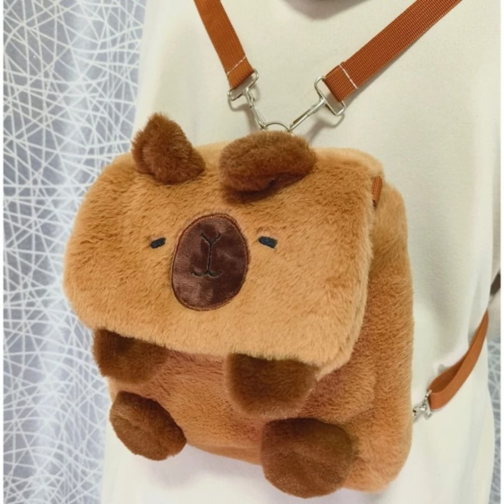 Kawaii Capybara Plush Backpack Mini Shoulder Bag For Kids 7