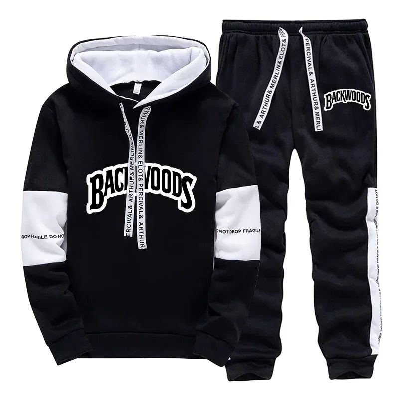 Mens Casual Tracksuit Print Sweatshirt And Sweatpants Set 1