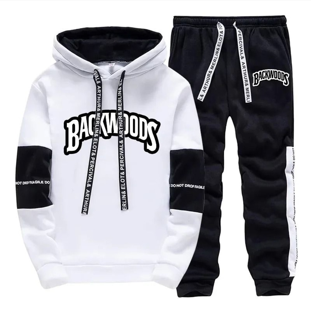 Mens Casual Tracksuit Print Sweatshirt And Sweatpants Set 8