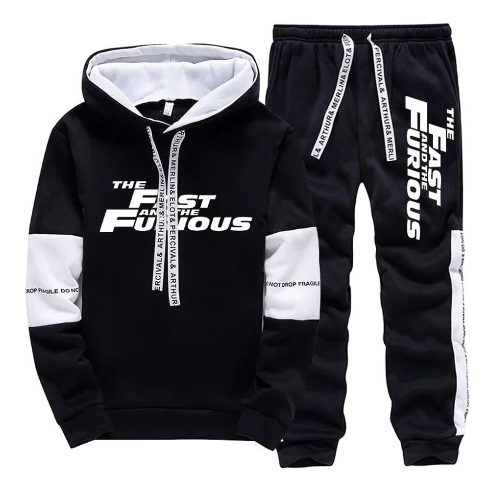 Men Hooded Sweatshirt And Sweatpants Casual Sportswear Set 0