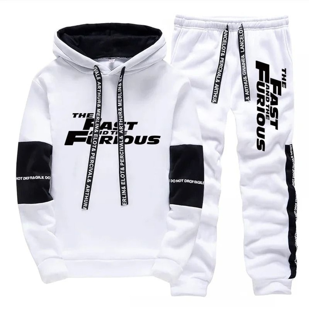 Men Hooded Sweatshirt And Sweatpants Casual Sportswear Set 9