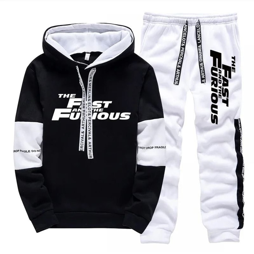 Men Hooded Sweatshirt And Sweatpants Casual Sportswear Set 2