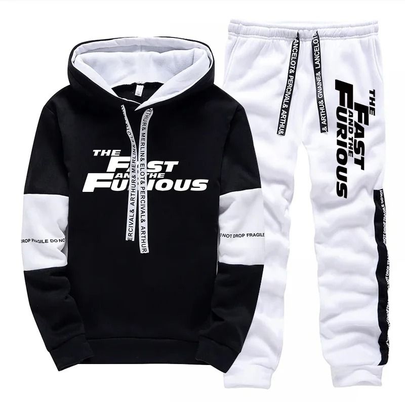 Men Hooded Sweatshirt And Sweatpants Casual Sportswear Set 2