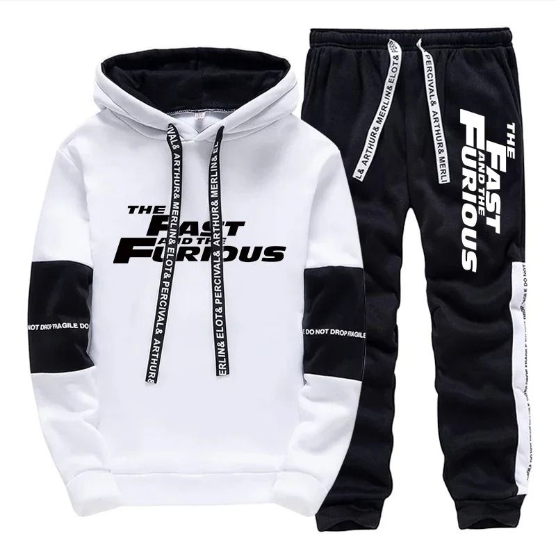 Men Hooded Sweatshirt And Sweatpants Casual Sportswear Set 8