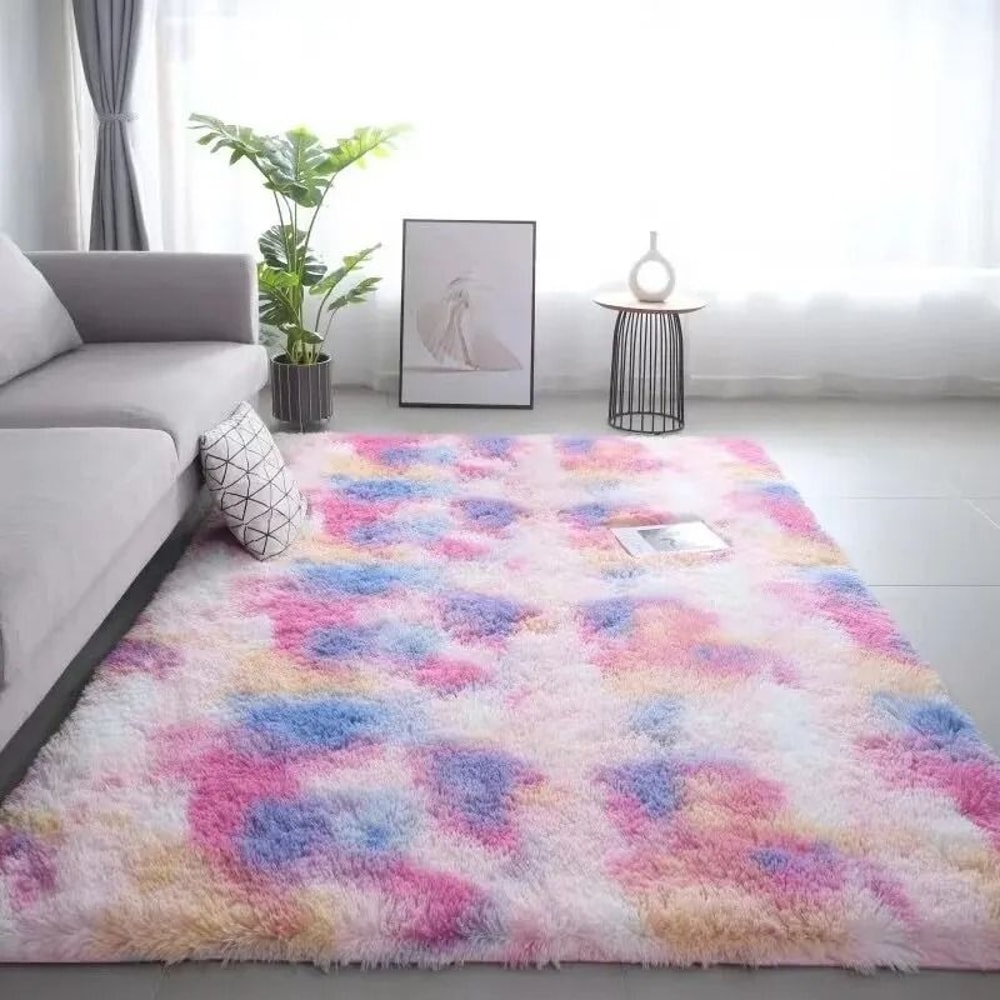 Soft Washable Tie Dye Non Slip Area Rug For Kids Bedroom Living Room 8