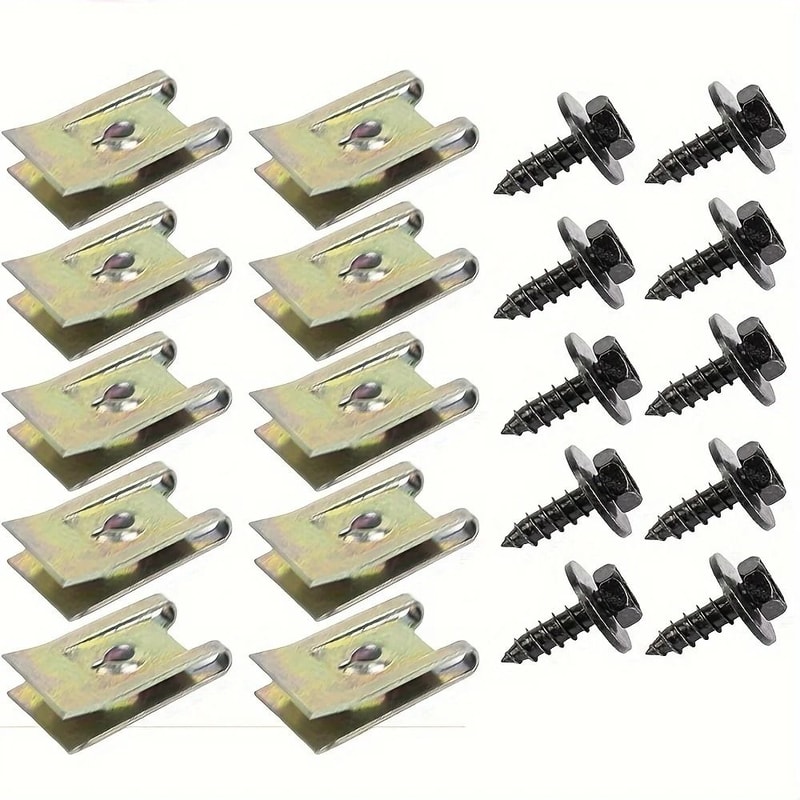 Car Screw Base U Clip Fastener Set For Fender And Bumper 40 Pieces 0