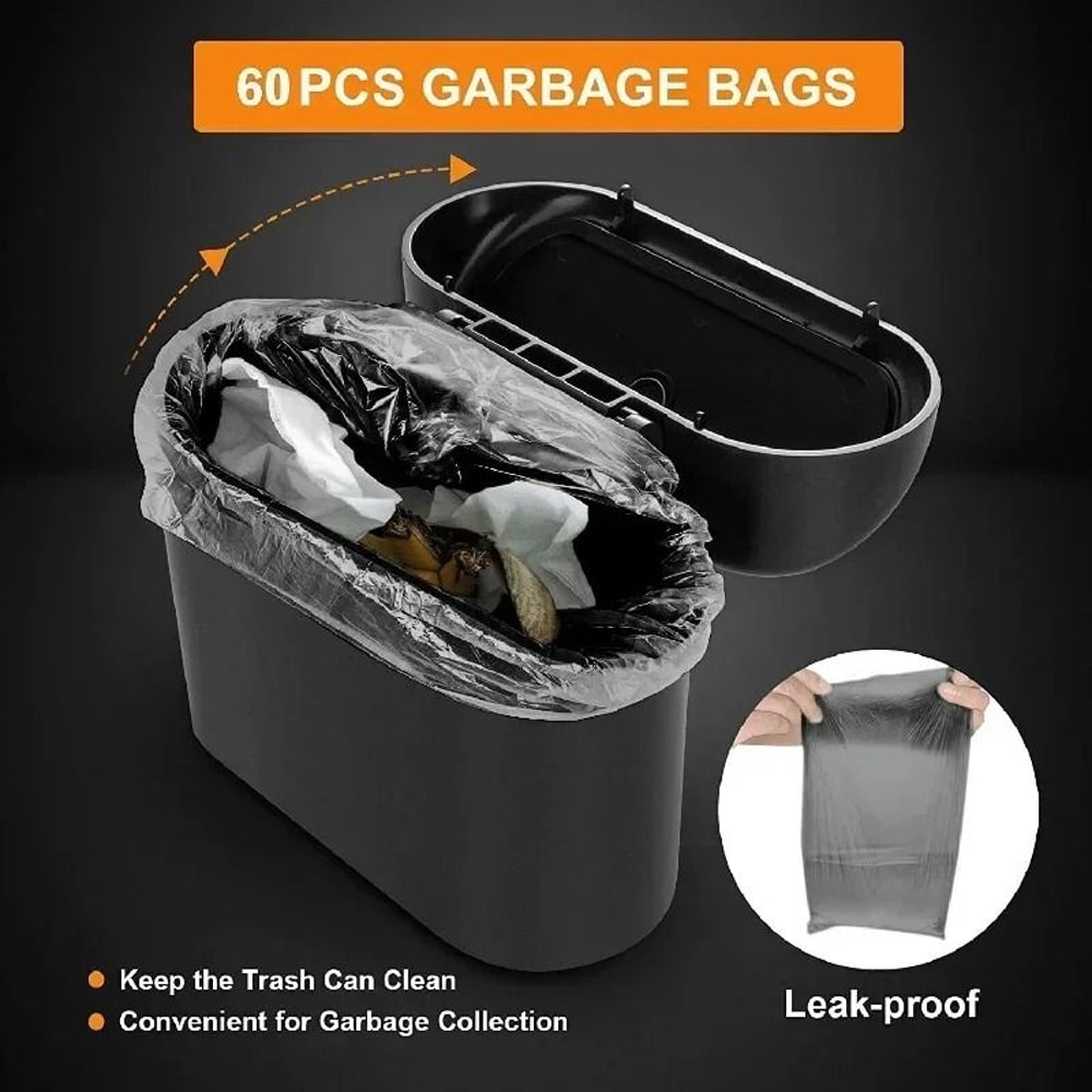 Leak Proof Mini Car Trash Can With Lid And Garbage Bags 2