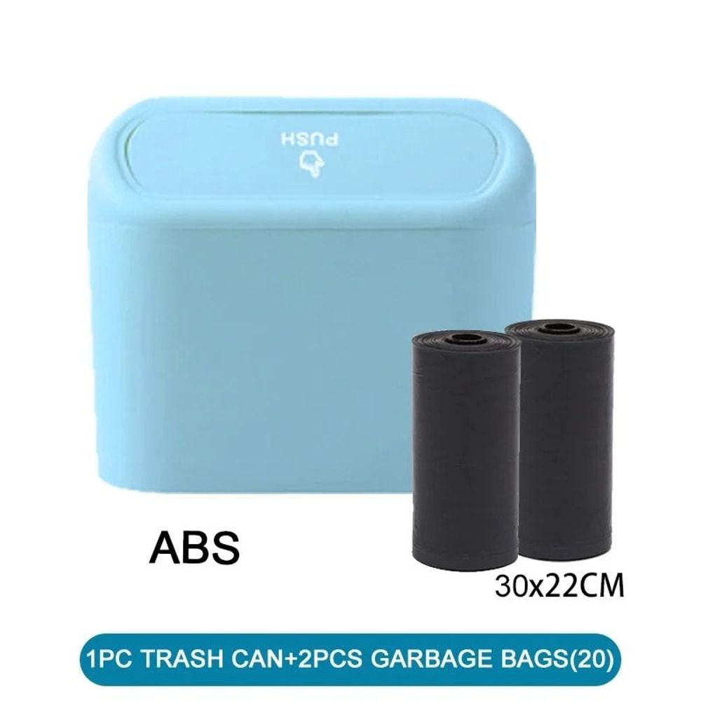 Leak Proof Mini Car Trash Can With Lid And Garbage Bags 11