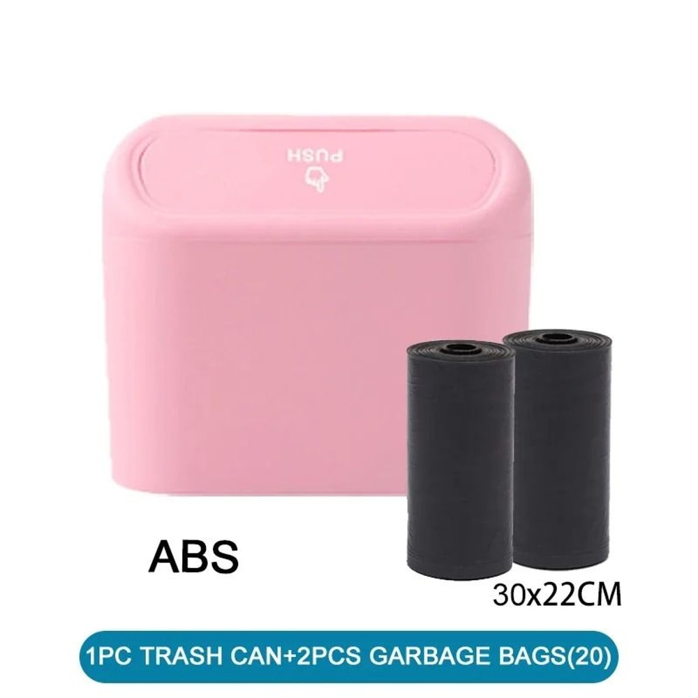 Leak Proof Mini Car Trash Can With Lid And Garbage Bags 14