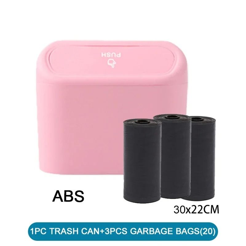 Leak Proof Mini Car Trash Can With Lid And Garbage Bags 15