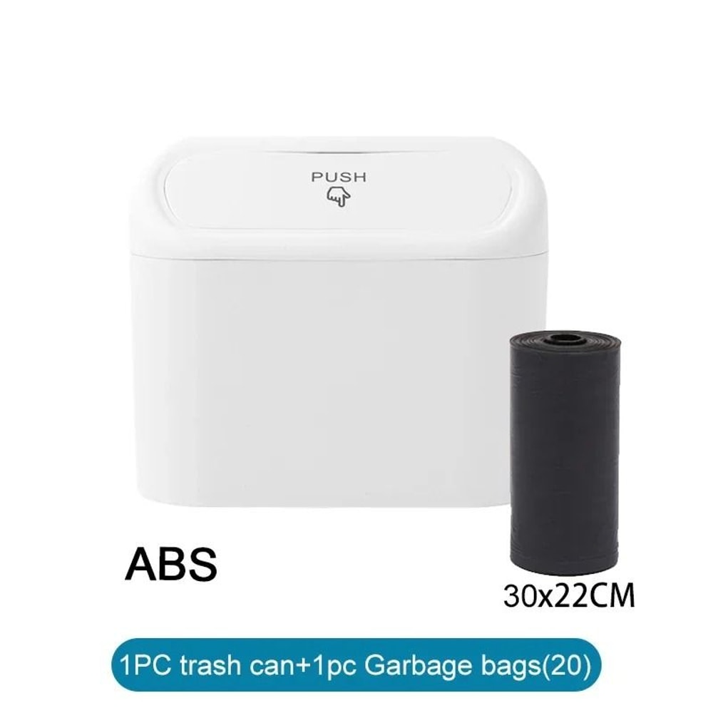 Leak Proof Mini Car Trash Can With Lid And Garbage Bags 16