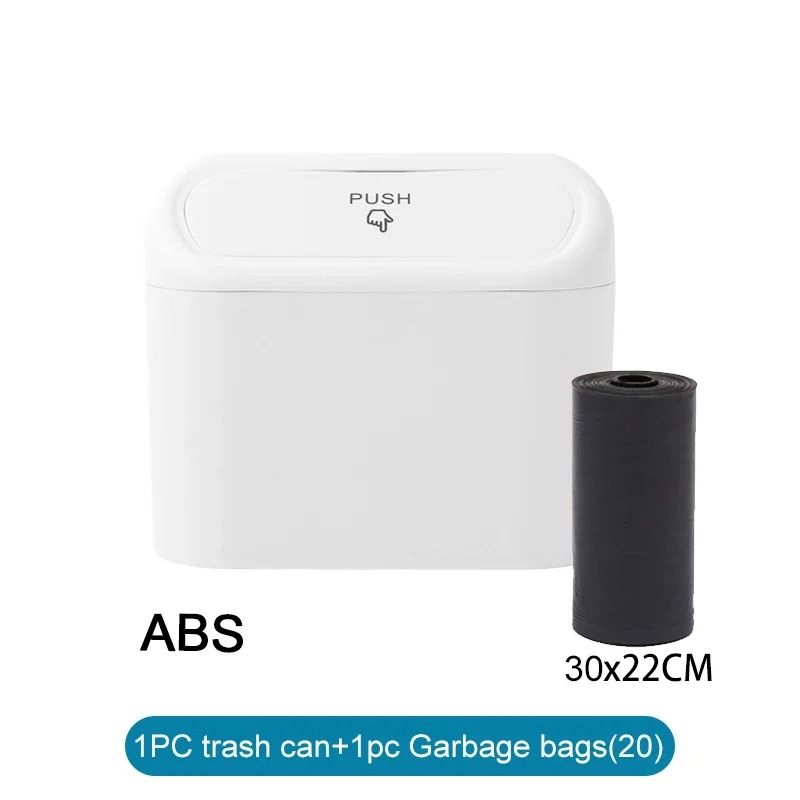 Leak Proof Mini Car Trash Can With Lid And Garbage Bags 16