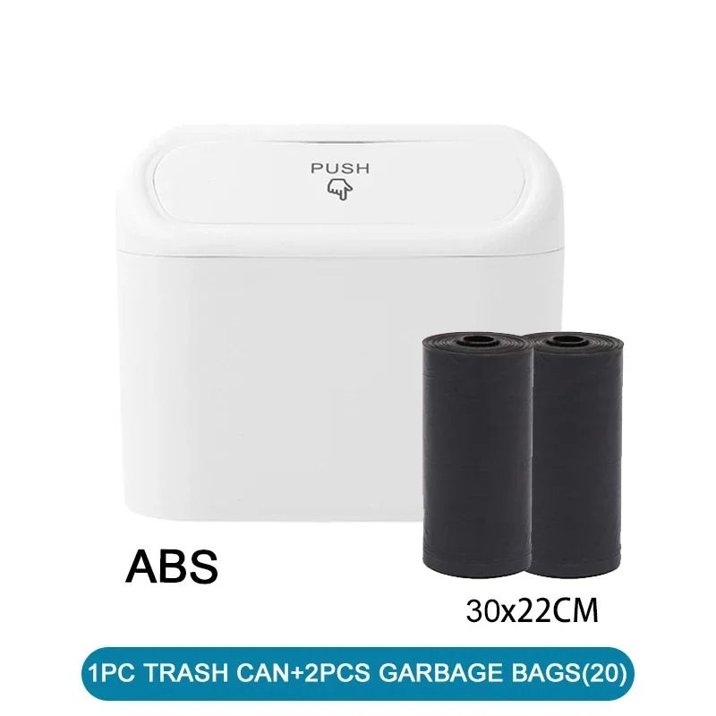 Leak Proof Mini Car Trash Can With Lid And Garbage Bags 17