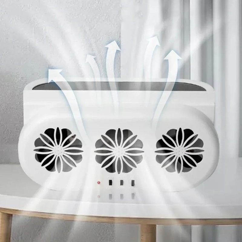 Solar Powered Car Window Exhaust Fan With USB Charging 0