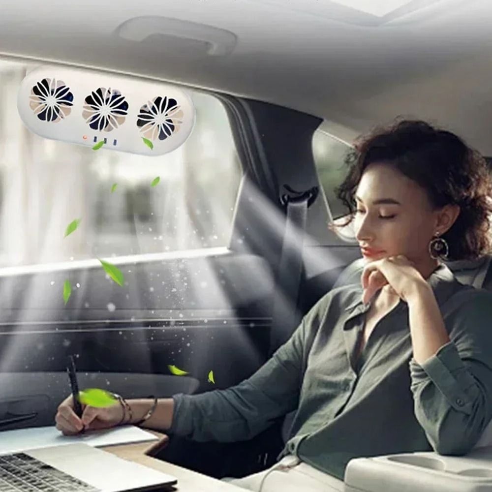 Solar Powered Car Window Exhaust Fan With USB Charging 2
