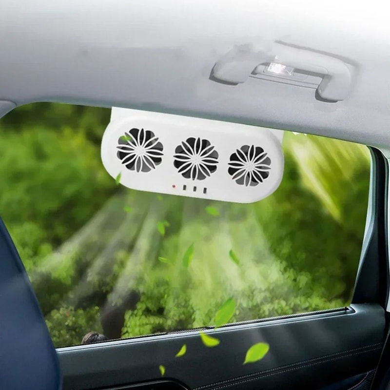 Solar Powered Car Window Exhaust Fan With USB Charging 5