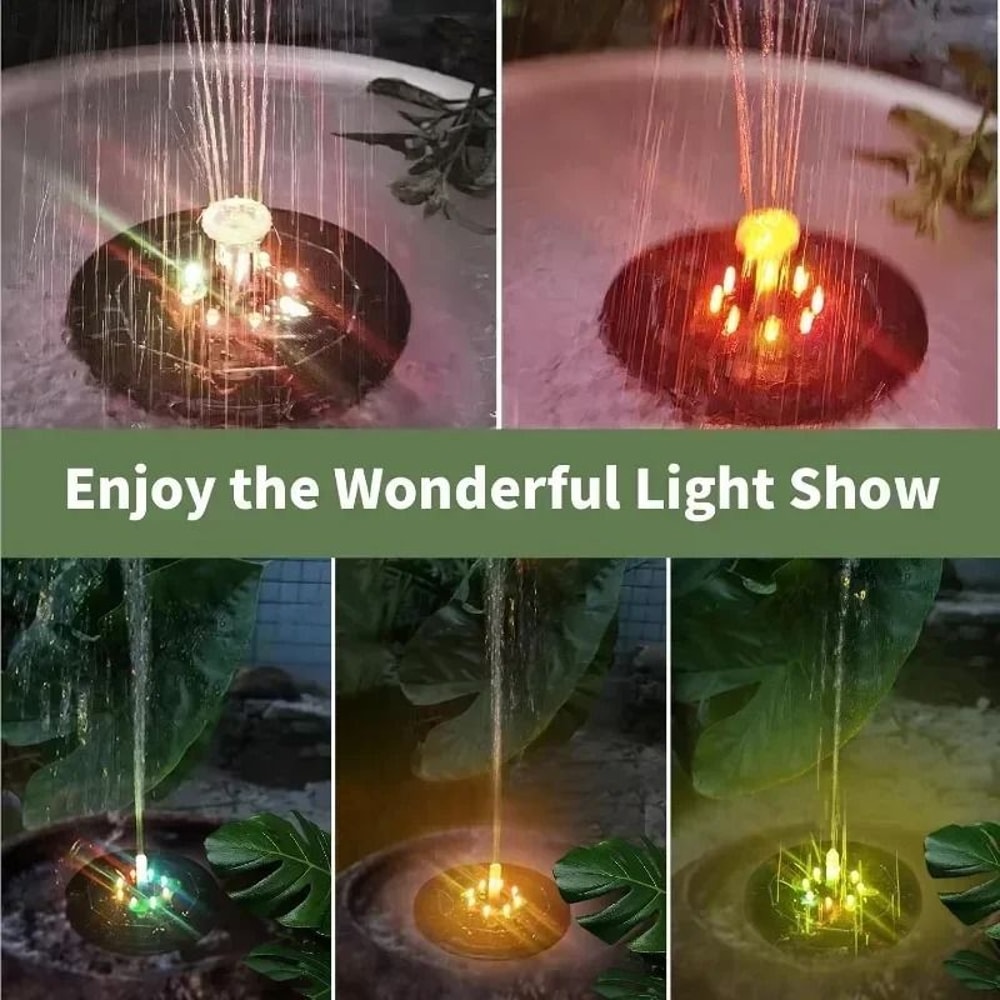 Solar LED Fountain Light With Color Changing Water Spray 2