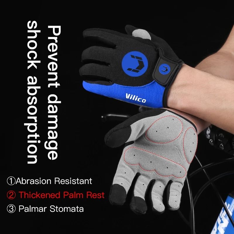 Mens Long Finger Cycling Gloves Touch Screen Non Slip 1