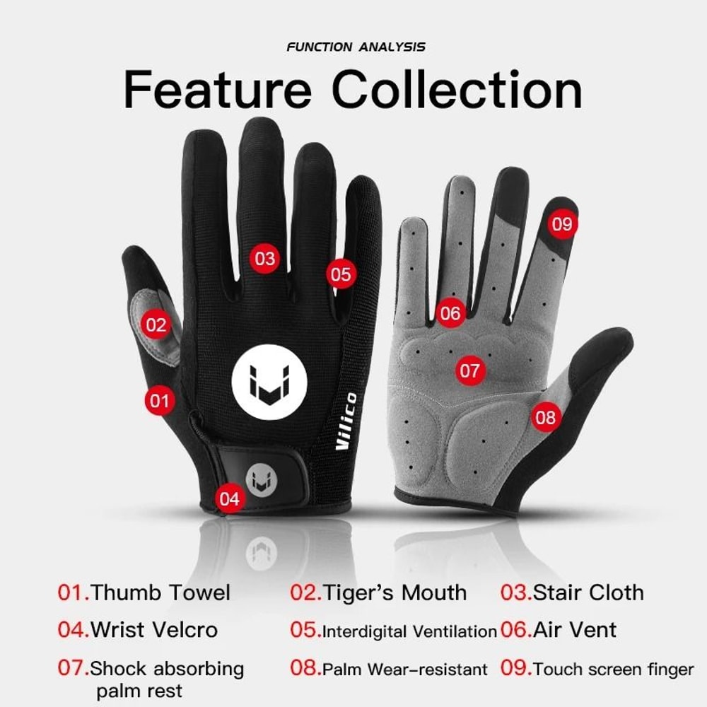 Mens Long Finger Cycling Gloves Touch Screen Non Slip 3