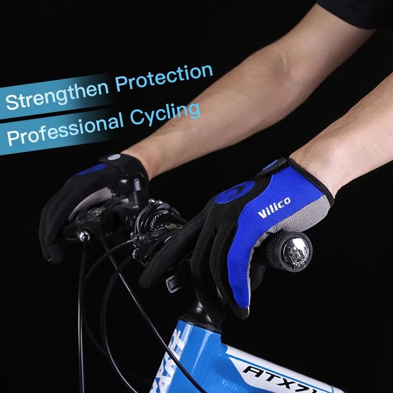 Mens Long Finger Cycling Gloves Touch Screen Non Slip 4