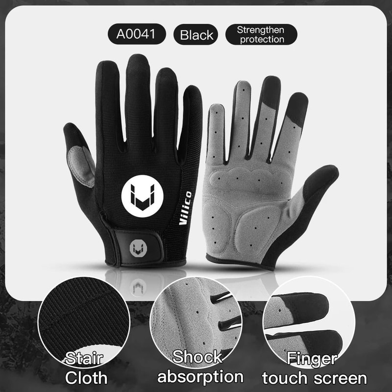 Mens Long Finger Cycling Gloves Touch Screen Non Slip 7