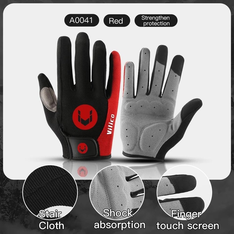 Mens Long Finger Cycling Gloves Touch Screen Non Slip 8