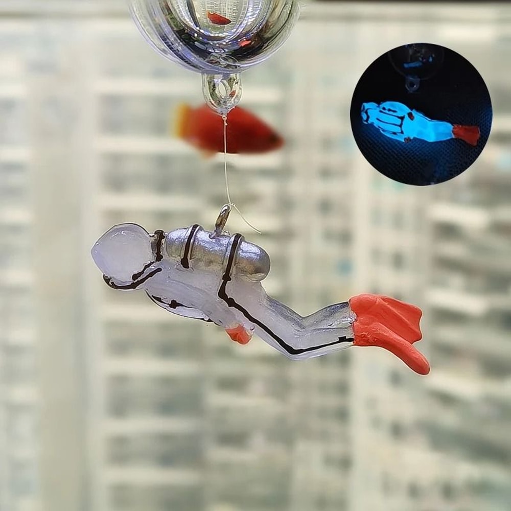 Floating Luminous Diver Aquarium Ornament With Buoy Ball For Fish Tank Decoration 1