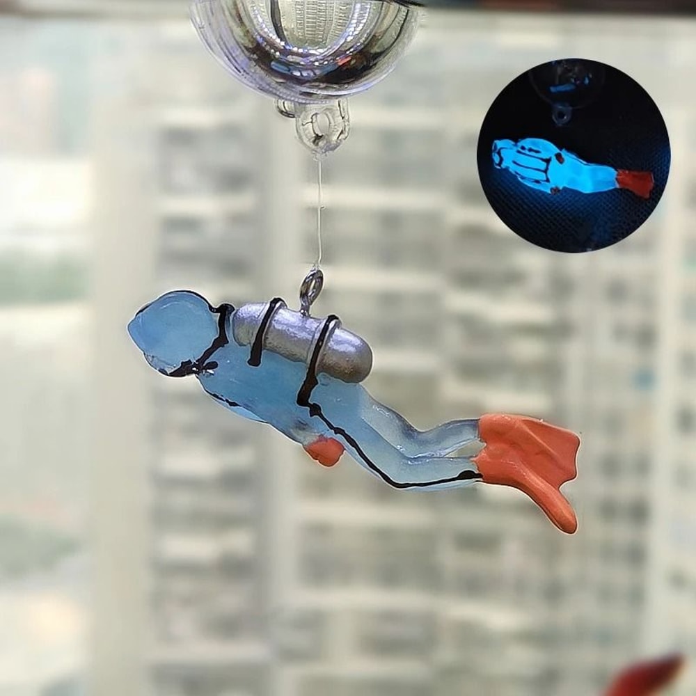 Floating Luminous Diver Aquarium Ornament With Buoy Ball For Fish Tank Decoration 9
