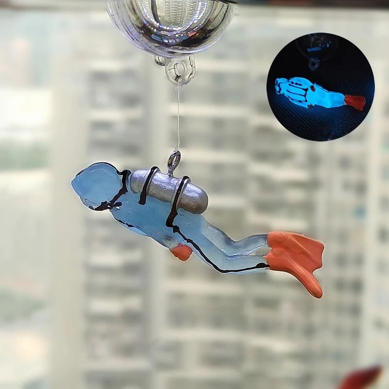 Floating Luminous Diver Aquarium Ornament With Buoy Ball For Fish Tank Decoration 9