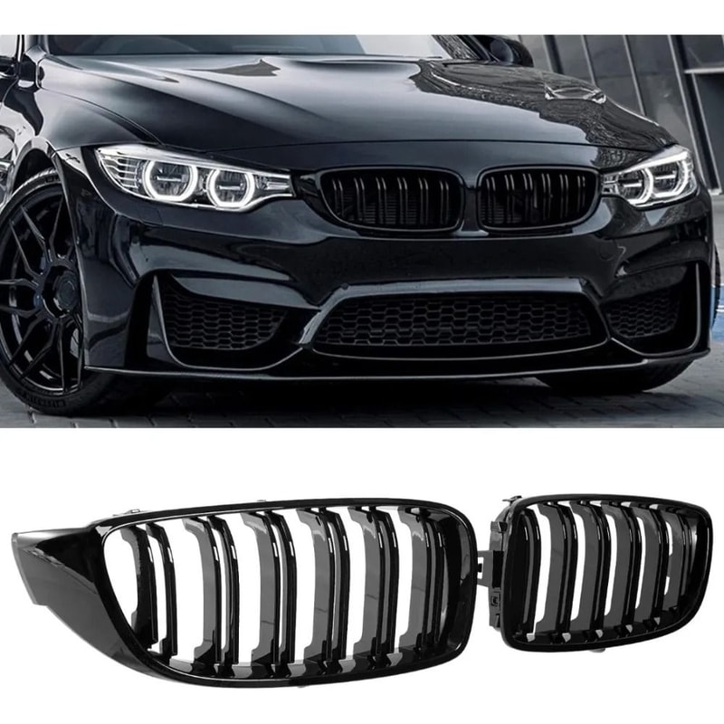 BMW 4 Series F32 F33 F36 Gloss Black Double Slat Front Kidney Grille Replacement 0