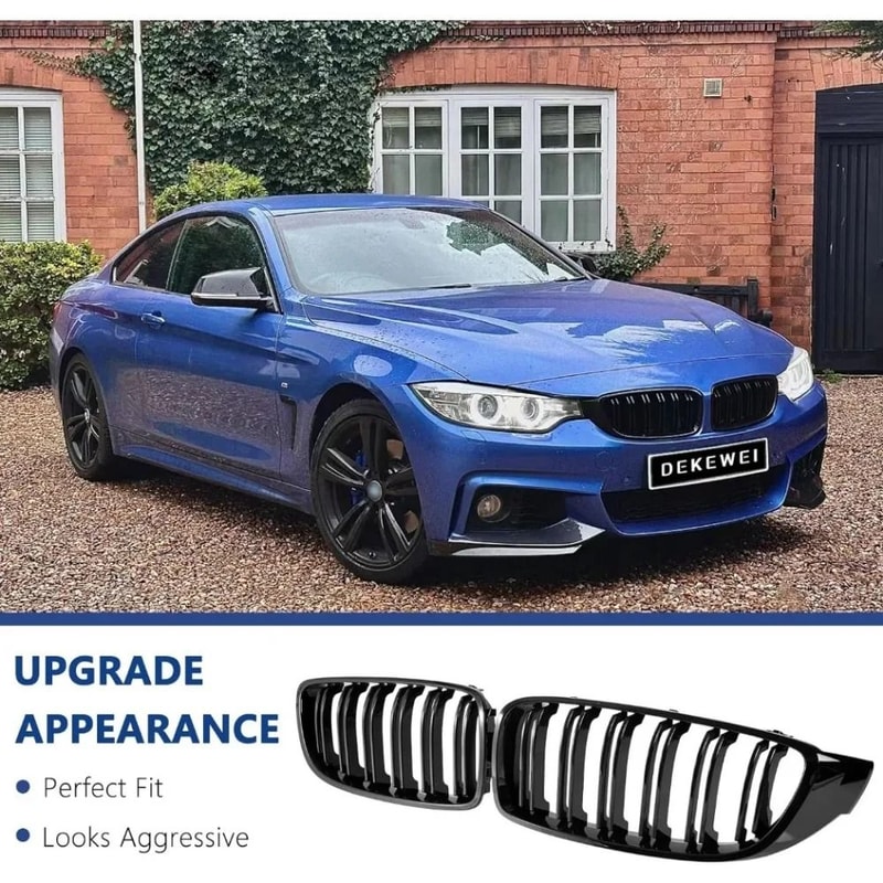 BMW 4 Series F32 F33 F36 Gloss Black Double Slat Front Kidney Grille Replacement 1