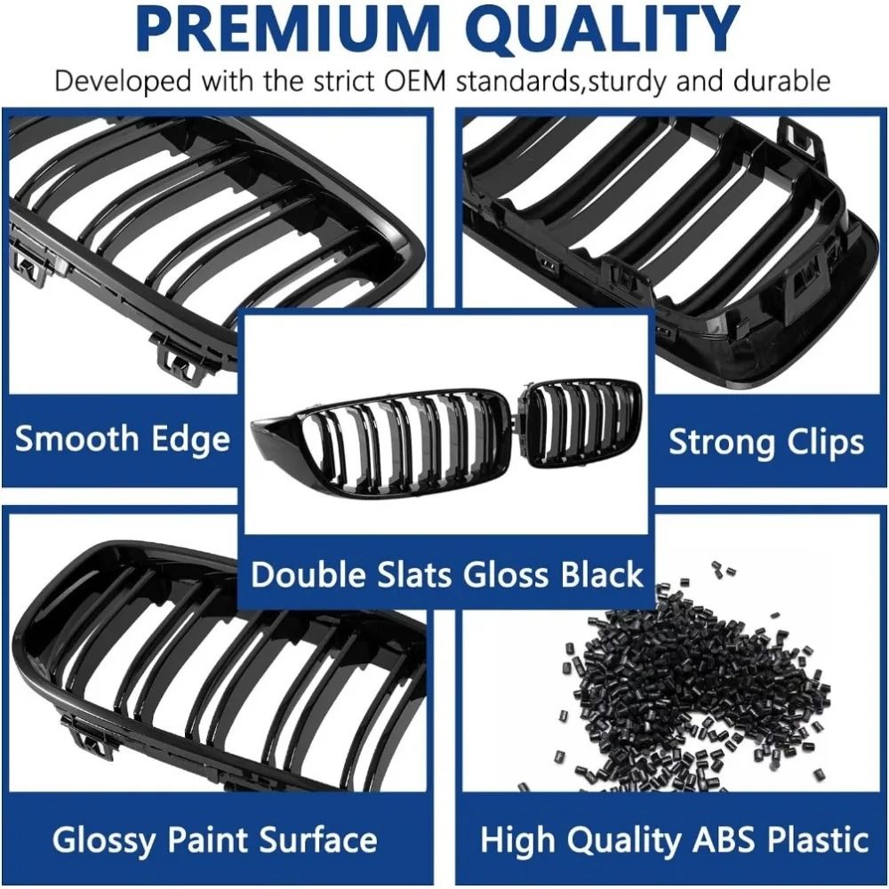 BMW 4 Series F32 F33 F36 Gloss Black Double Slat Front Kidney Grille Replacement 4