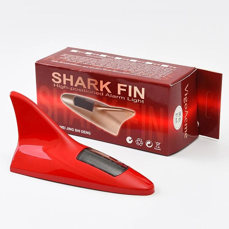 Solar Powered LED Shark Fin Car Antenna Safety Warning Light 3