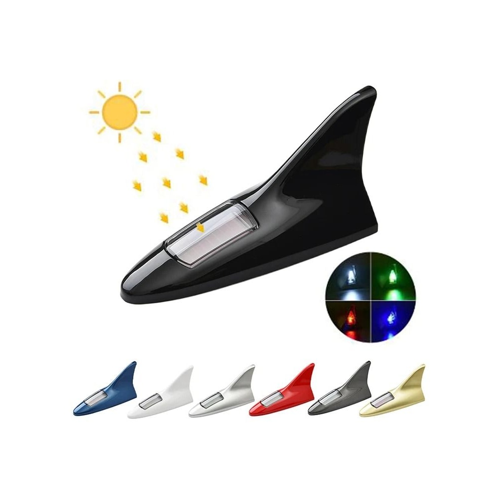 Solar Powered LED Shark Fin Car Antenna Safety Warning Light 5