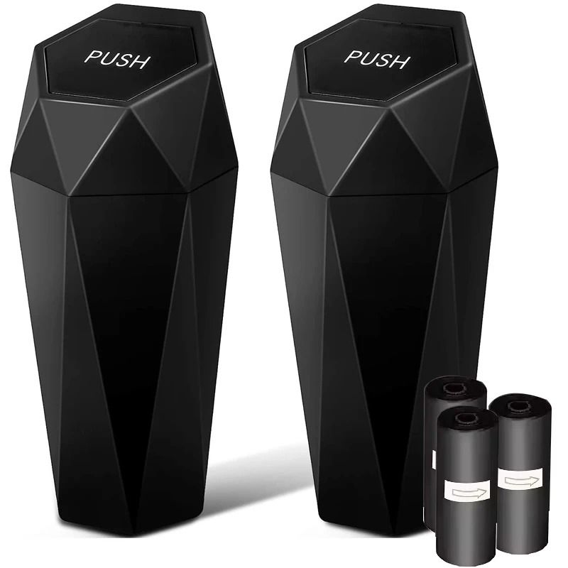 Portable Car Trash Can With Lid Leakproof Mini Garbage Bin 0