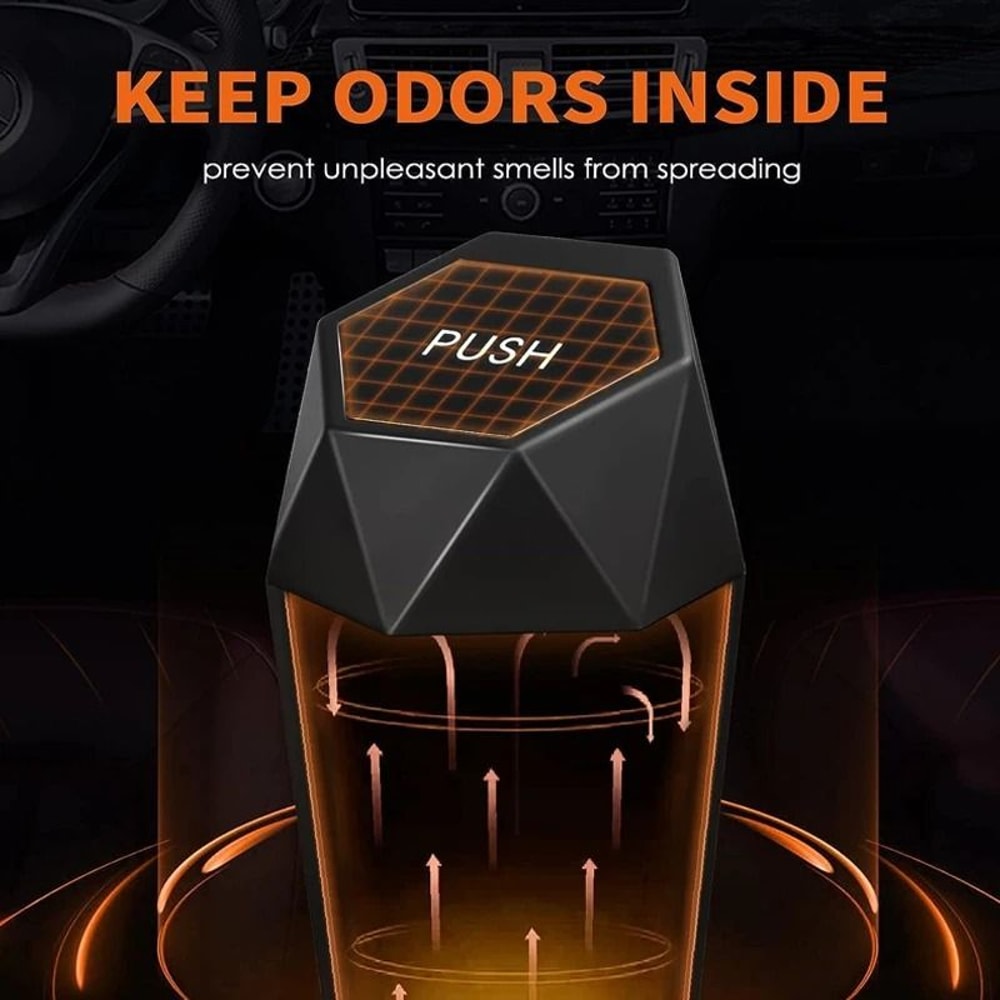 Portable Car Trash Can With Lid Leakproof Mini Garbage Bin 2