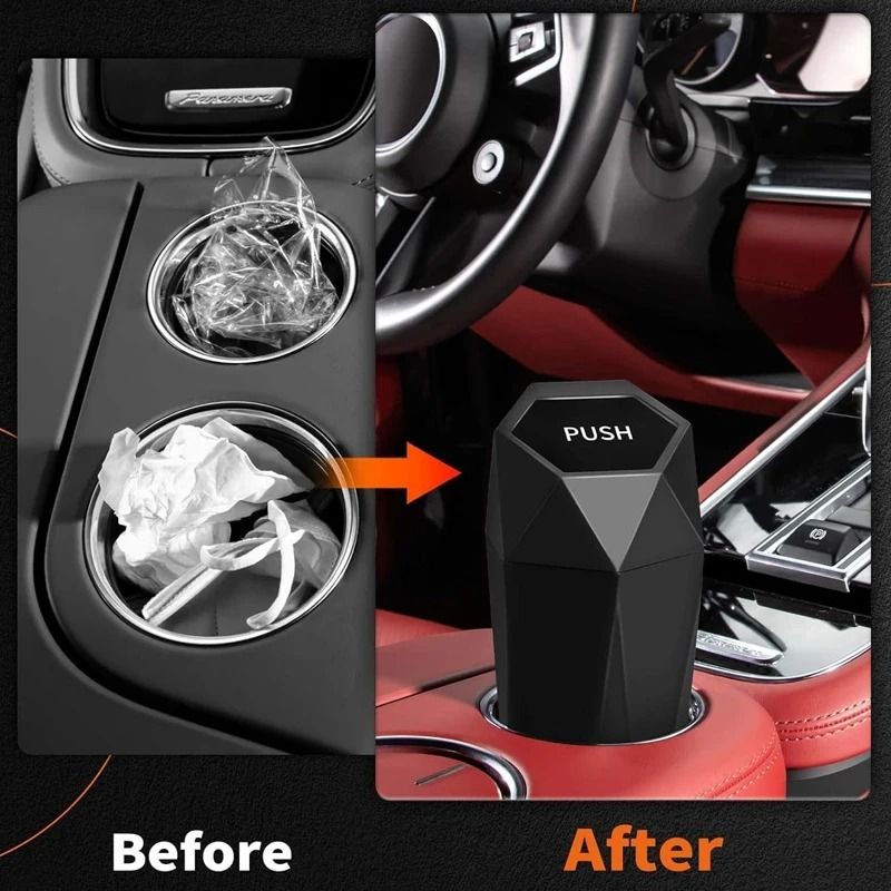 Portable Car Trash Can With Lid Leakproof Mini Garbage Bin 3