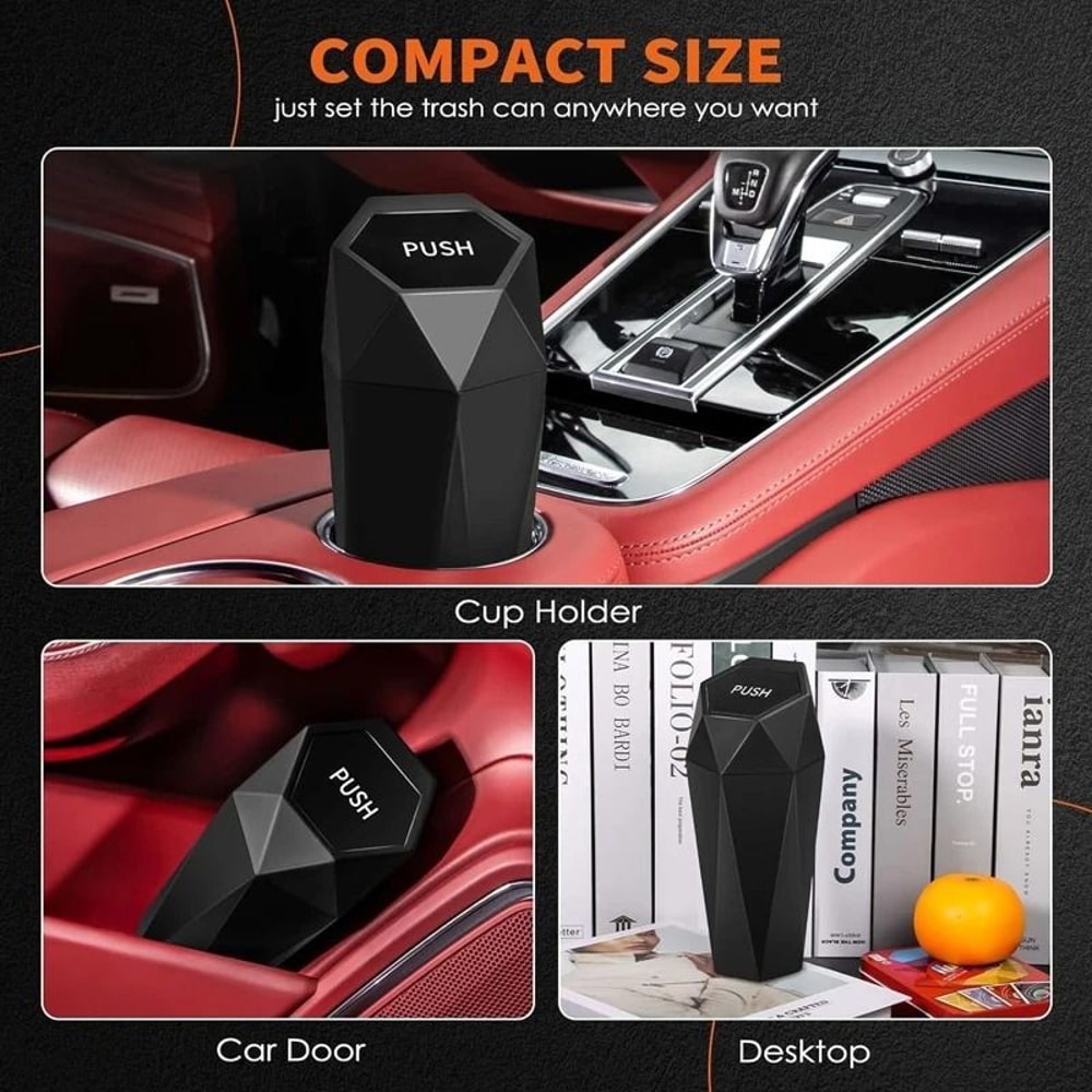 Portable Car Trash Can With Lid Leakproof Mini Garbage Bin 5