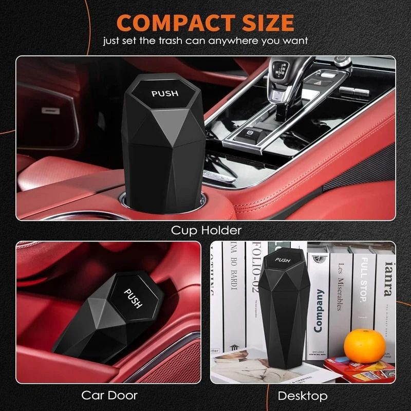 Portable Car Trash Can With Lid Leakproof Mini Garbage Bin 5