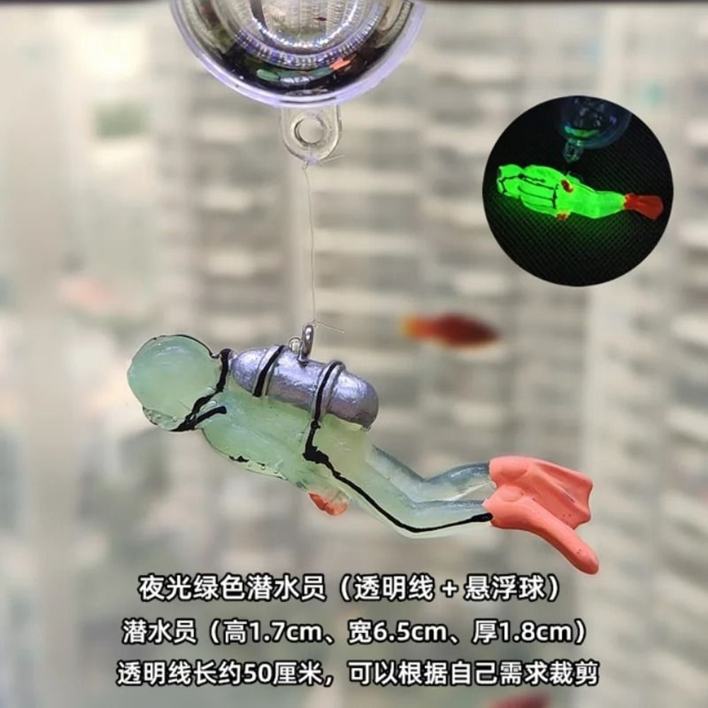 Fluorescent Aquarium Mini Diver Decoration With Floating Ball 11