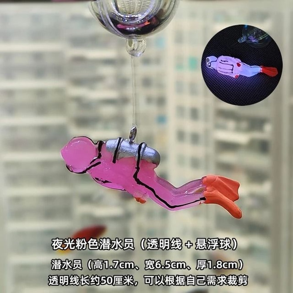 Fluorescent Aquarium Mini Diver Decoration With Floating Ball 12