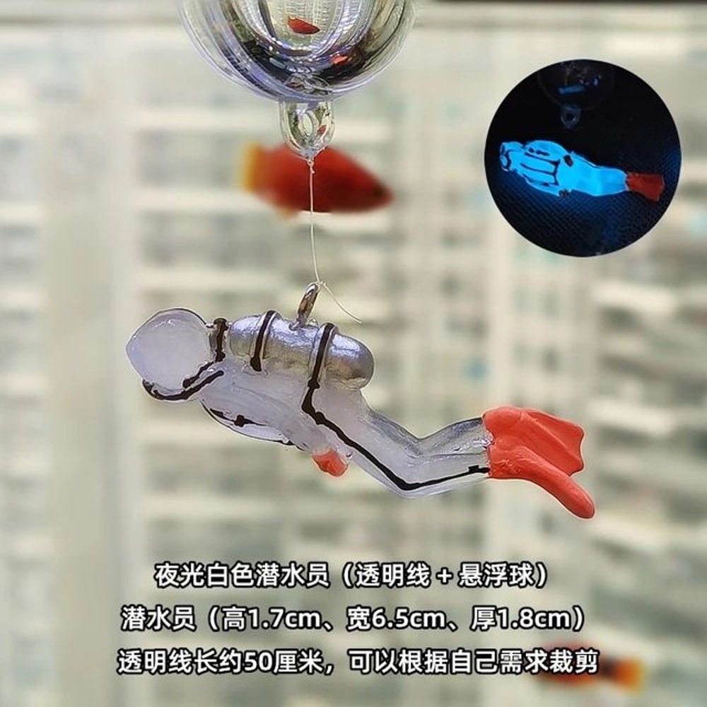 Fluorescent Aquarium Mini Diver Decoration With Floating Ball 13