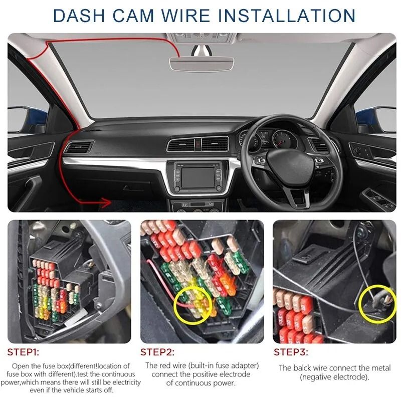 Dash Cam Hardwire Power Cable Kit Mini Micro USB 5