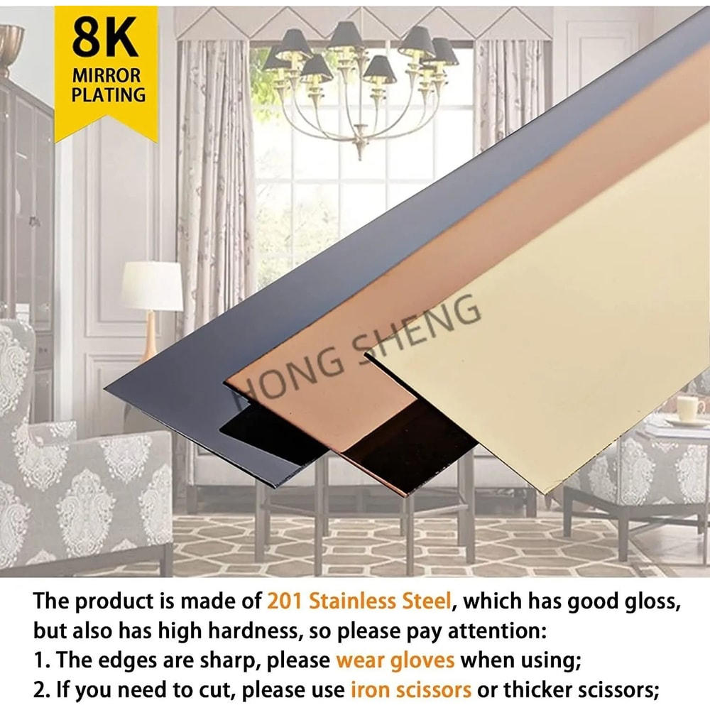 Mirror Finish Wall Edge Trim Strip Stainless Steel Decorative Line 3