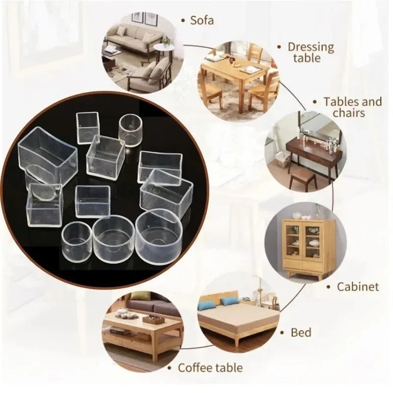 Silicone Chair Leg Pads Furniture Floor Protection Caps Set 1