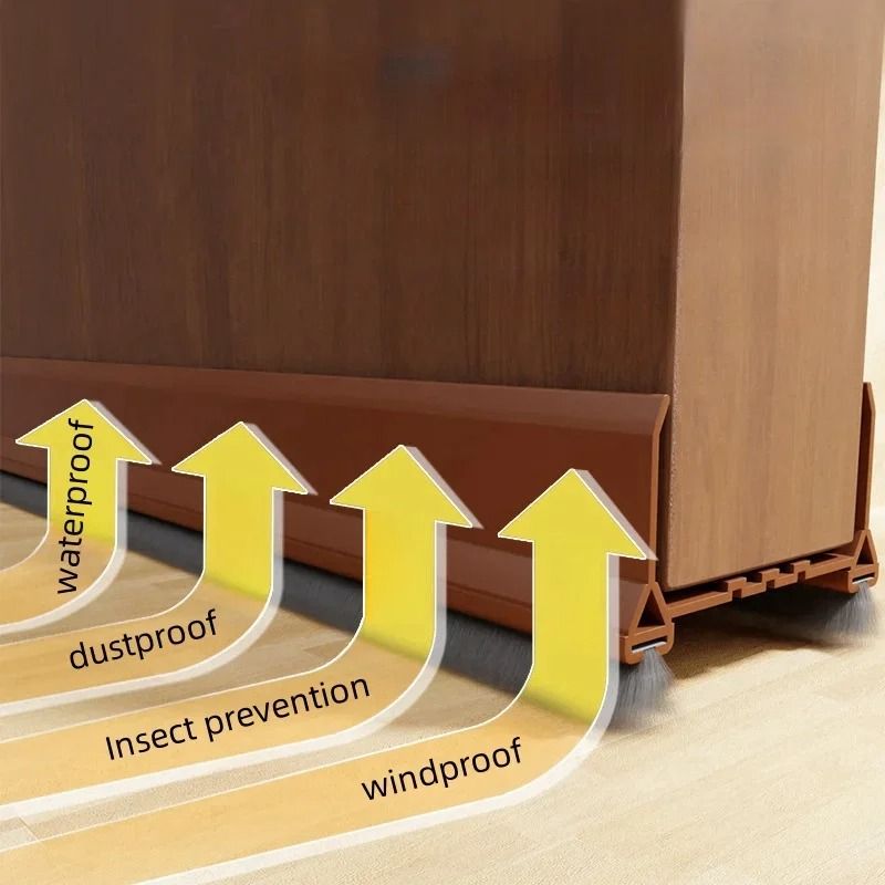 Door Bottom Seal Strip With Brush Dustproof Soundproof Draft Stopper 0