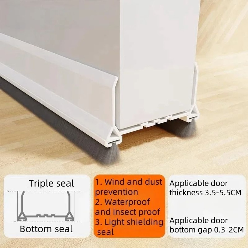 Door Bottom Seal Strip With Brush Dustproof Soundproof Draft Stopper 7