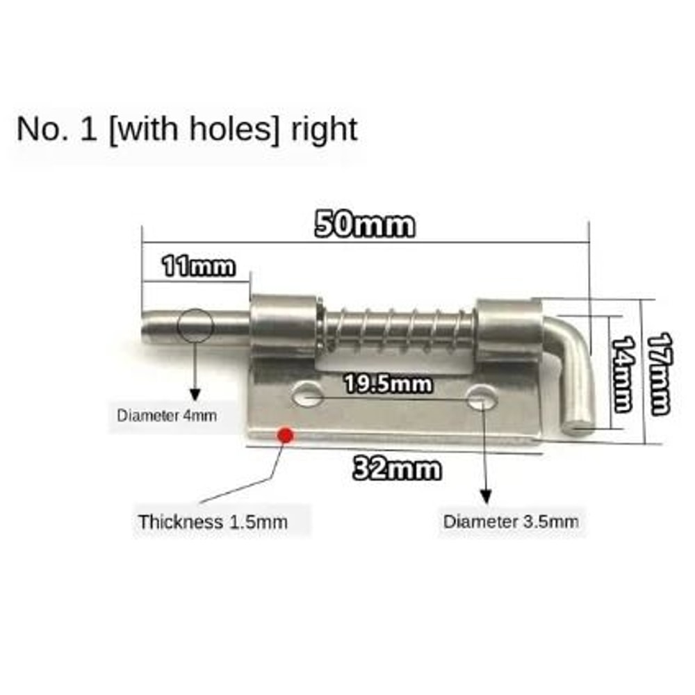 Stainless Steel Spring Loaded Barrel Bolt Door Latch 6
