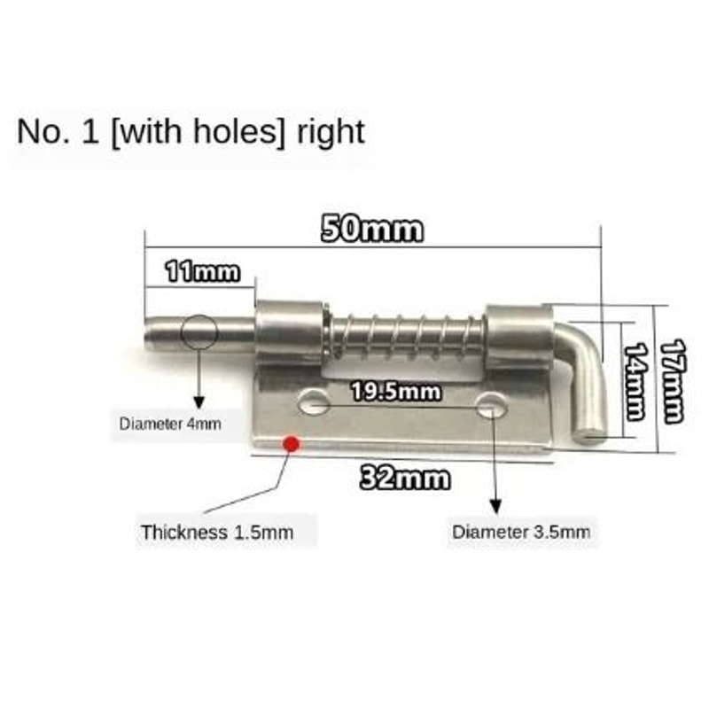 Stainless Steel Spring Loaded Barrel Bolt Door Latch 6
