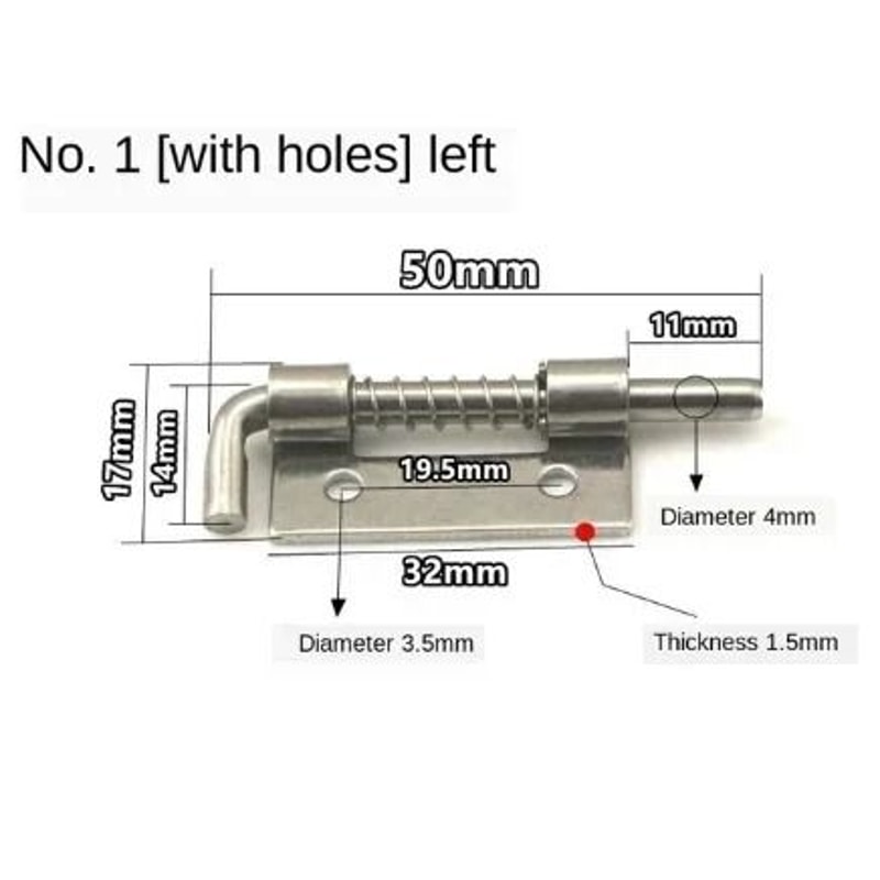Stainless Steel Spring Loaded Barrel Bolt Door Latch 7